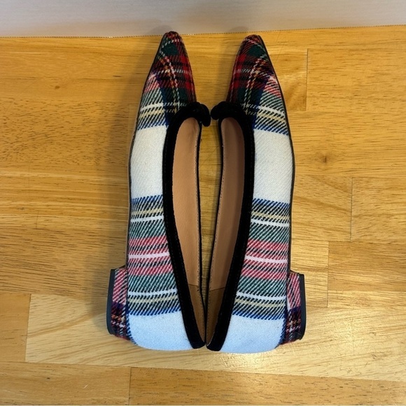 J Crew Pointed Bow Flats Snowy Tartan Plaid - Picture 4 of 9